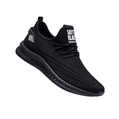 Bestgift Men's Summer Mesh Breathable Casual Shoes Outdoor Comfortable Sneakers Black 7.5
