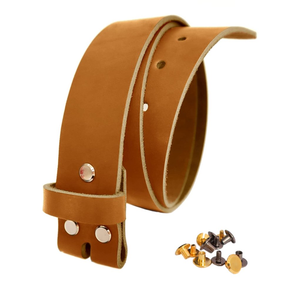 1.5 inch Men's Cowhide Geniune Leather Belt 38mm Classic without Buckle (Orange, 36 inch (Waist 36))
