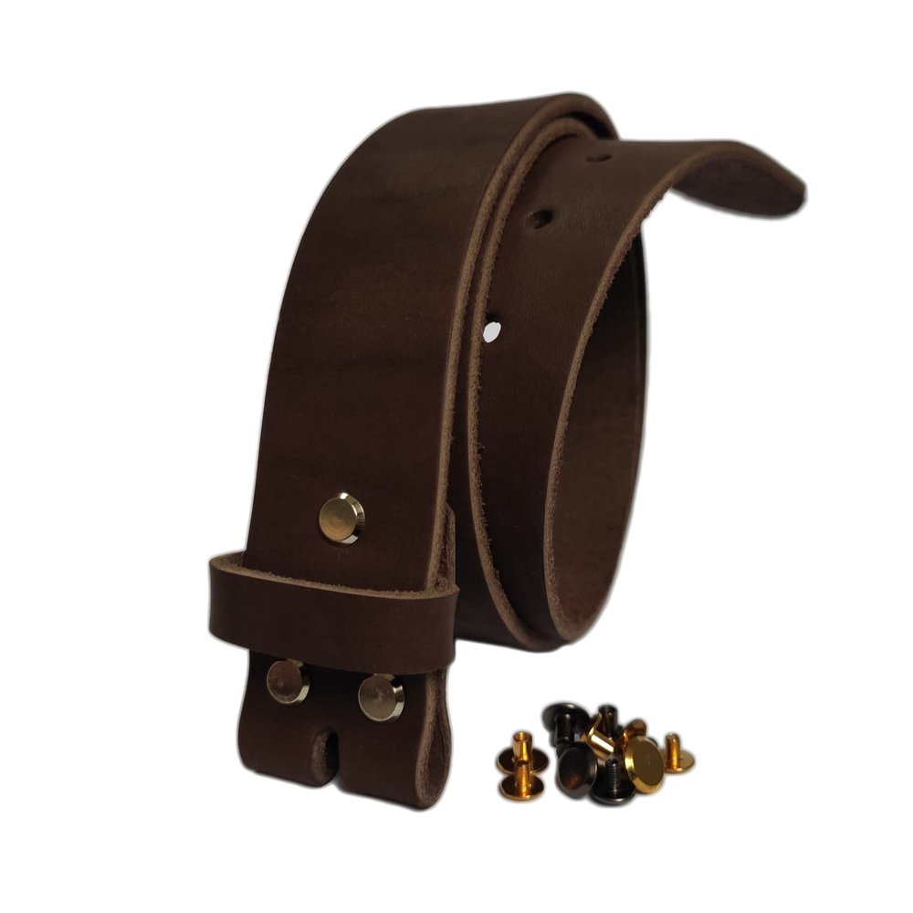1.5 inch Men's Cowhide Genuine Leather Belt 38mm Classic without Buckle (Brown, 44 inch (Waist 44))