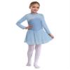 Kvysinly Girls Figure Roller Ice Skating Dress Rhinestones Mesh Long Sleeves Dance Leotard Dress Ballet Tutu Dress Sky Blue 12 Years view 1