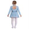 Kvysinly Girls Figure Roller Ice Skating Dress Rhinestones Mesh Long Sleeves Dance Leotard Dress Ballet Tutu Dress Sky Blue 12 Years view 2