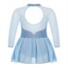 Kvysinly Girls Figure Roller Ice Skating Dress Rhinestones Mesh Long Sleeves Dance Leotard Dress Ballet Tutu Dress Sky Blue 12 Years view 4