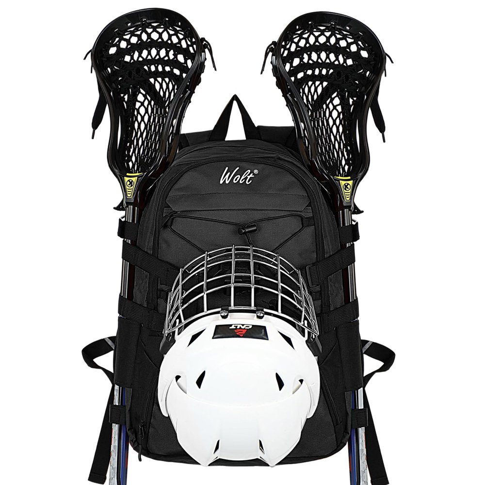 WOLT Lacrosse Bag-Lacrosse Backpack with Two Sticks Holder-Large Field Hockey Bag Holds All Sport Gears