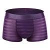 JEsilunmaMY Men's Mesh Boxer Briefs Mid Waist Ice Silk Breathable Underwear See Through Transparent Jacquard Boxers Shorts (Purple,XX-Large) view 1