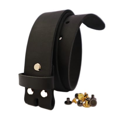 1.5 inch Men's Cowhide Genuine Leather Belt 38mm Classic without Buckle (Black, 44 inch (Waist 44))