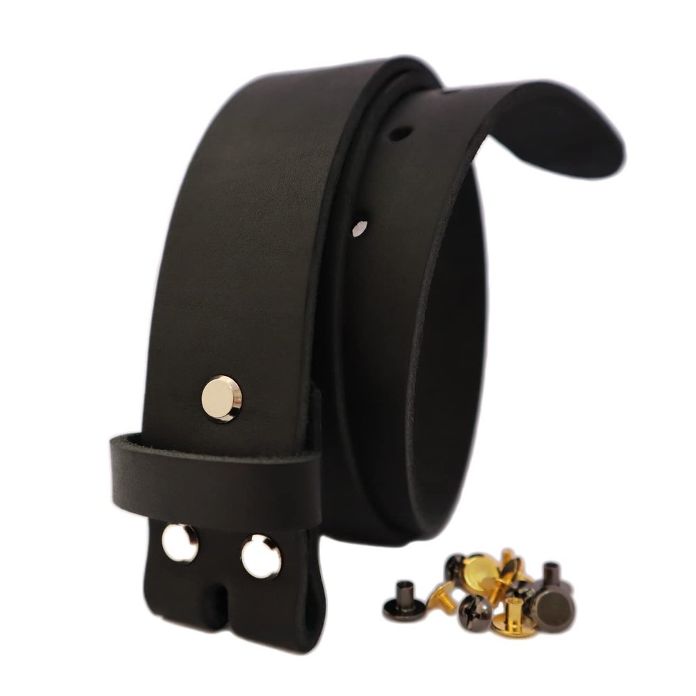 1.5 inch Men's Cowhide Genuine Leather Belt 38mm Classic without Buckle (Black, 44 inch (Waist 44))