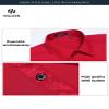 HISDERN Mens Red Dress Shirts Long Sleeve Button Down Casual Party Shirt Business Paisley Wine Red Inner Contrast Collar Christmas Tuxedo Shirt view 2