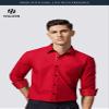 HISDERN Mens Red Dress Shirts Long Sleeve Button Down Casual Party Shirt Business Paisley Wine Red Inner Contrast Collar Christmas Tuxedo Shirt view 4