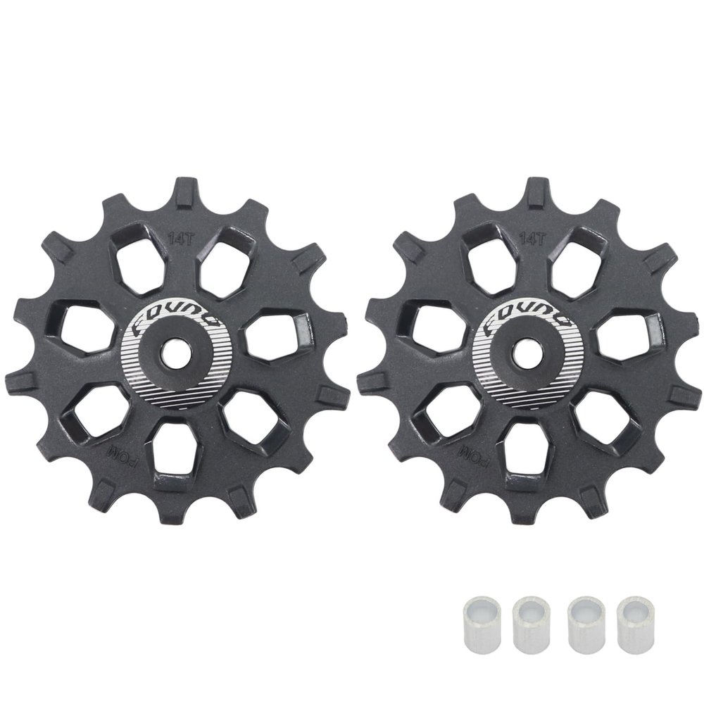 DJC Bike Bearing Pulley Wheel 2pcs Guide Roller 12t 14t 16t MTB Road Bike Rear Derailleur for Sram for Shimano M9000 R8000 Over Sized Narrow Wide Tooth (2pcs 14T)