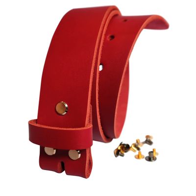 1.5 inch Men's Cowhide Geniune Leather Belt 38mm Classic without Buckle (Red, 44 inch (Waist 44))