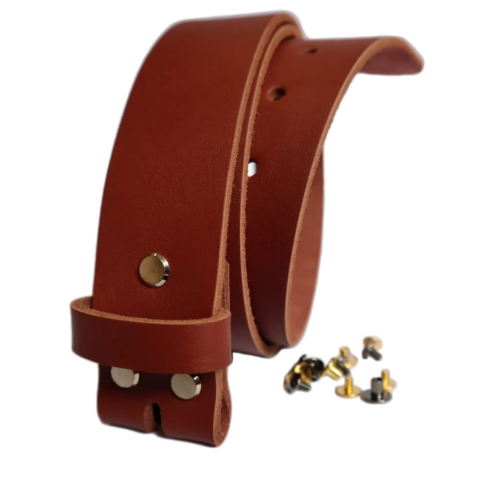 1.5 inch Men's Cowhide Genuine Leather Belt 38mm Classic without Buckle (Cognac, 34 inch (Waist 34))