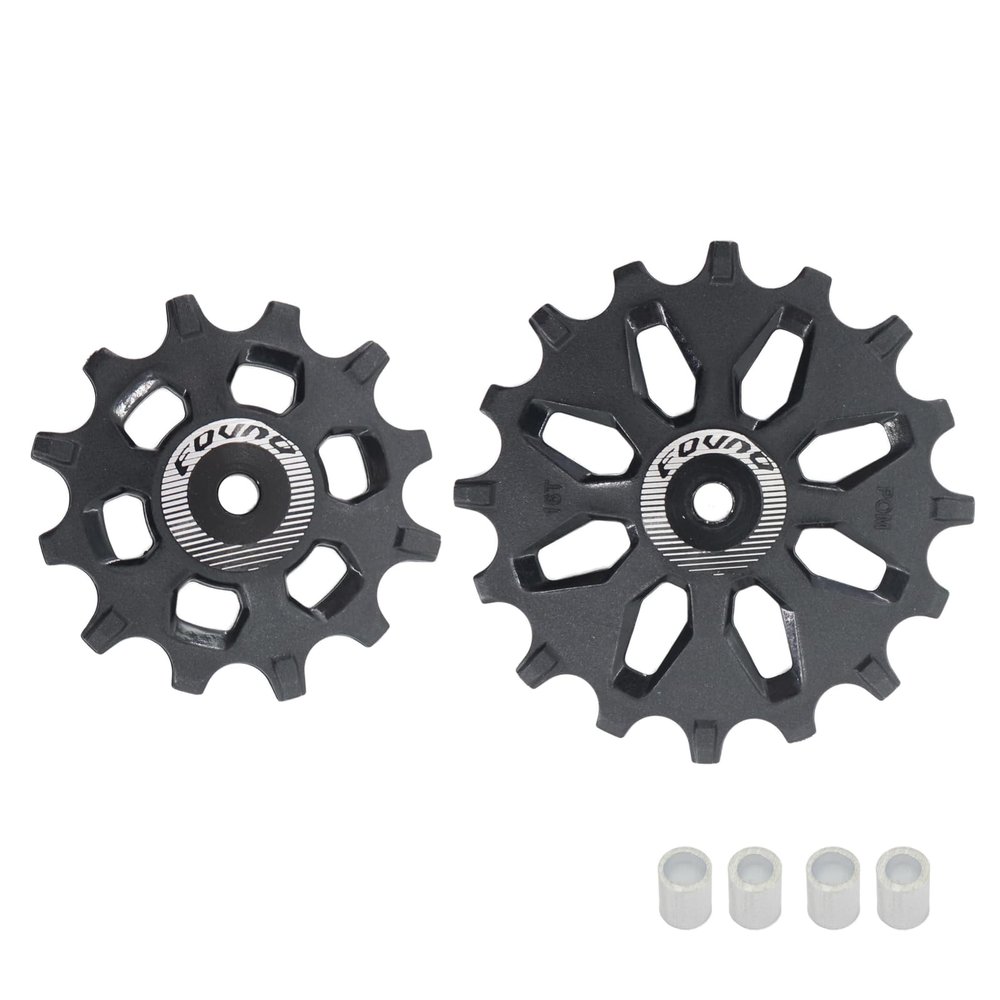 DJC Bike Bearing Pulley Wheel 2pcs Guide Roller 12t 14t 16t MTB Road Bike Rear Derailleur for Sram for Shimano M9000 R8000 Over Sized Narrow Wide Tooth (1pcs 12T and 1pcs 16T)