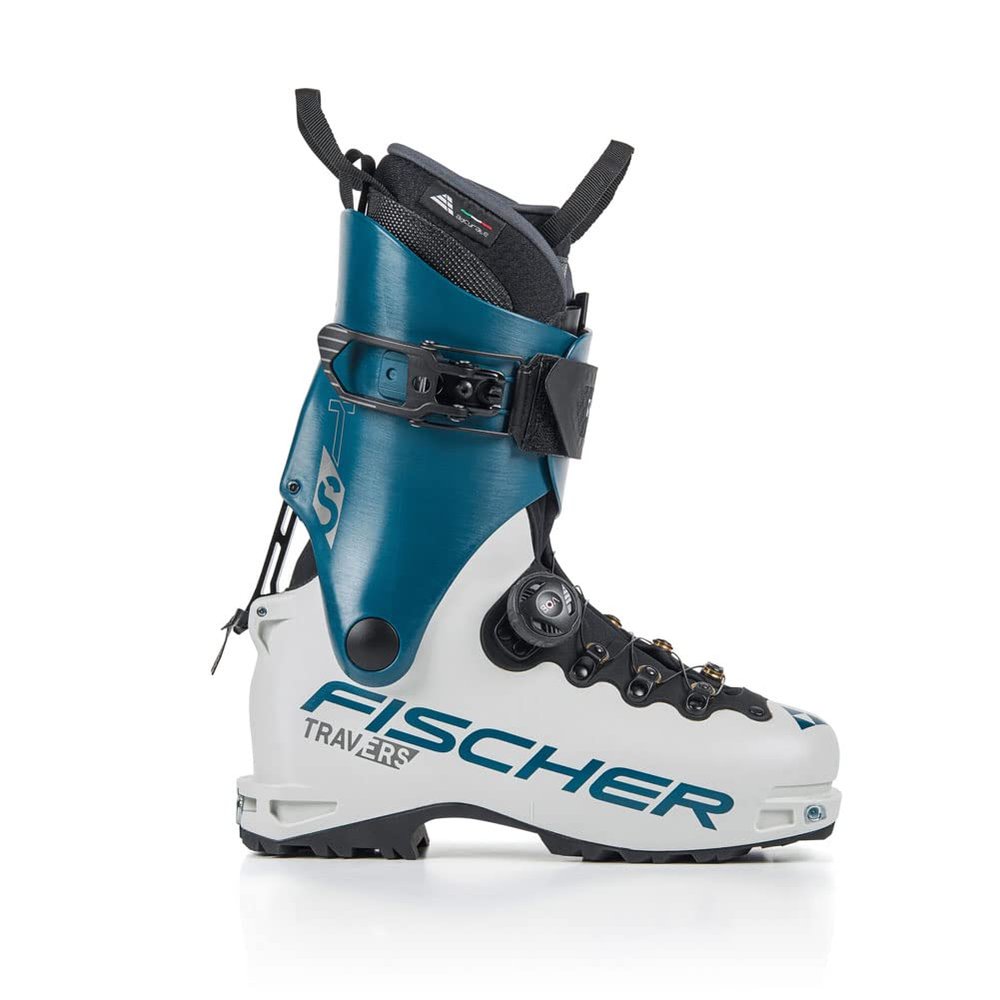 FISCHER Women's Travers TS Alpine Touring Downhill Piste Ski Boots with BOA Fit System, White/Blue, 26.5