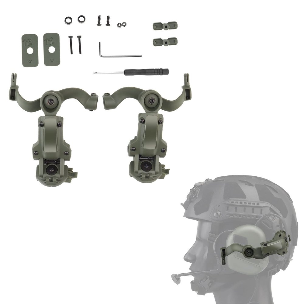 Hdlsina Multiple Angle Rotation ARC Rail Adapter Accessories for Tactical Headsets (Green)