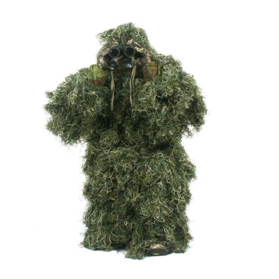 AUSCAMOTEK Camouflage Ghillie Suit for Outdoor Activities Ideal for Users Under 4'8" Tall, Lightweight 5-in-1 Set for Hunting, Airsoft, and Halloween