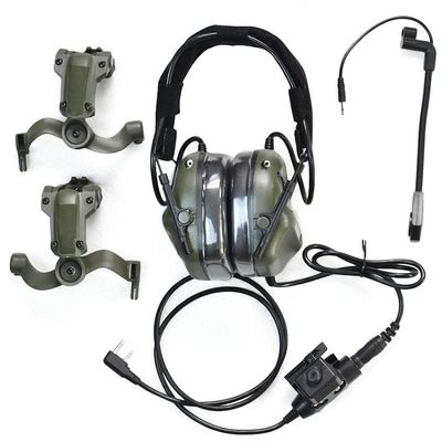 Hdlsina Helmet-Type Tactical Headset + with U94 PTT 2pin with ARC Rail Adapter Compatible Ops-Core Fast Helmet ACH Helmet MICH Helmet for Airsoft Hunting Shooting (Green)