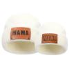 HENWASAI 2PCS Parent-Child Beanie Hat Mama and MINI Leather Patch Knitted Hat Winter Warm Cuffed Ski Cap (0 Months- 2 Years, White) view 1