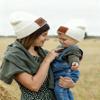 HENWASAI 2PCS Parent-Child Beanie Hat Mama and MINI Leather Patch Knitted Hat Winter Warm Cuffed Ski Cap (0 Months- 2 Years, White) view 2