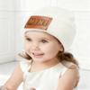 HENWASAI 2PCS Parent-Child Beanie Hat Mama and MINI Leather Patch Knitted Hat Winter Warm Cuffed Ski Cap (0 Months- 2 Years, White) view 3