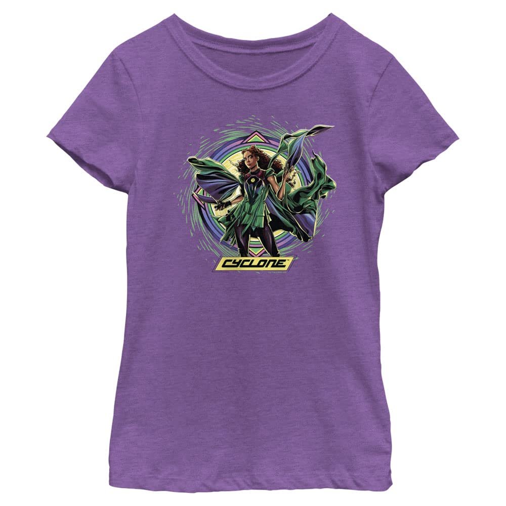 DC Comics Black Adam Girls T-Shirt Cyclone Circle Short Sleeve, Purple Berry, X-Small