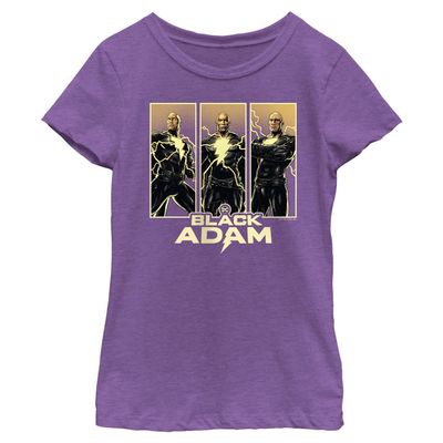 DC Comics Black Adam Girls T-Shirt PanelUp Short Sleeve, Purple Berry, Small