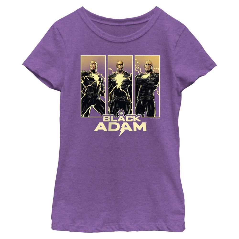DC Comics Black Adam Girls T-Shirt PanelUp Short Sleeve, Purple Berry, Small