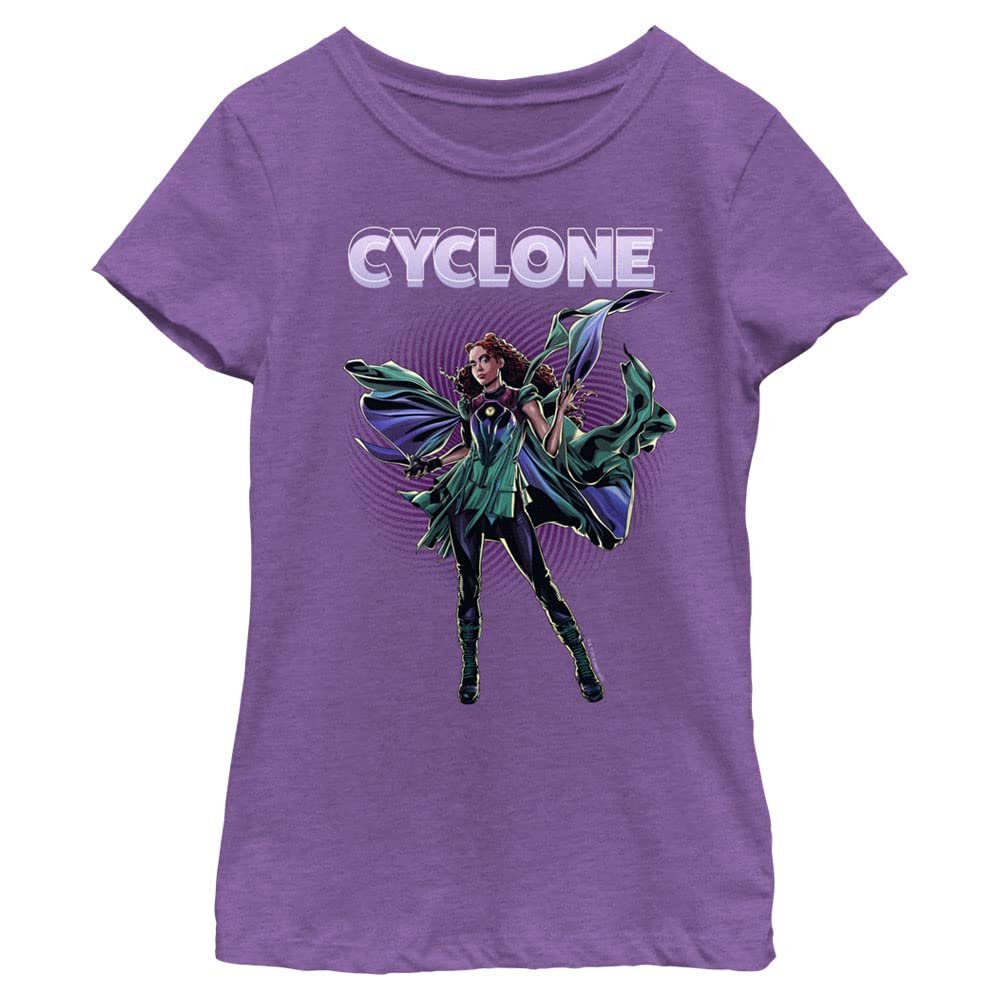 DC Comics Black Adam Girls T-Shirt Cyclone Hero Shot Short Sleeve, Purple Berry, X-Large