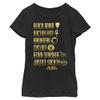 DC Comics Black Adam Girls T-Shirt Names Short Sleeve, Black, Large view 1