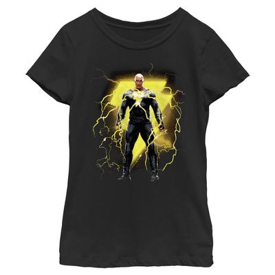 DC Comics Black Adam Girls T-Shirt Back in Black Short Sleeve, Black, Large