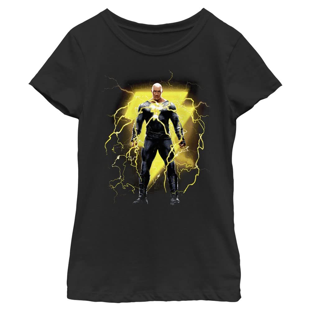 DC Comics Black Adam Girls T-Shirt Back in Black Short Sleeve, Black, Large