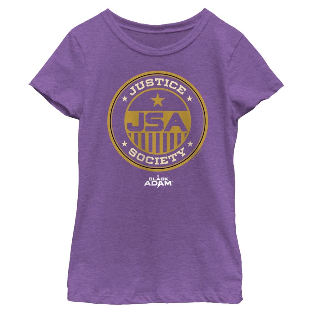 DC Comics Black Adam Girls T-Shirt Justice Society of America Short Sleeve, Purple Berry, X-Small