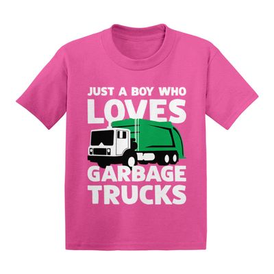 Just A Boy Who Loves Garbage Trucks Infant/Toddler Cotton Jersey T-Shirt (Pink, 18 Months)