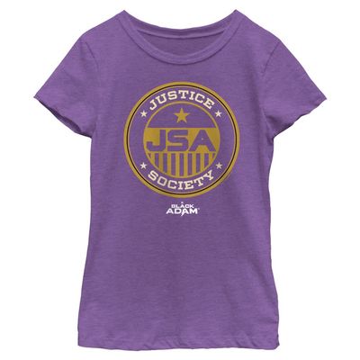 DC Comics Black Adam Girls T-Shirt Justice Society of America Short Sleeve, Purple Berry, Small