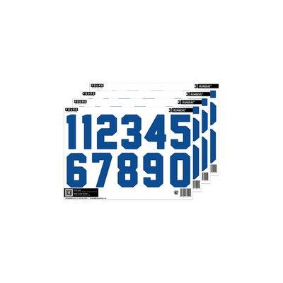 Fourg Athletics Helmet Die Cut Number Decal Sheets - USA Made (3 Inch, Royal Blue)
