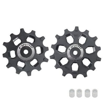 DJC Bike Bearing Pulley Wheel 2pcs Guide Roller 12t 14t 16t MTB Road Bike Rear Derailleur for Sram for Shimano M9000 R8000 Over Sized Narrow Wide Tooth (1pcs 14T and 1pcs 16T)