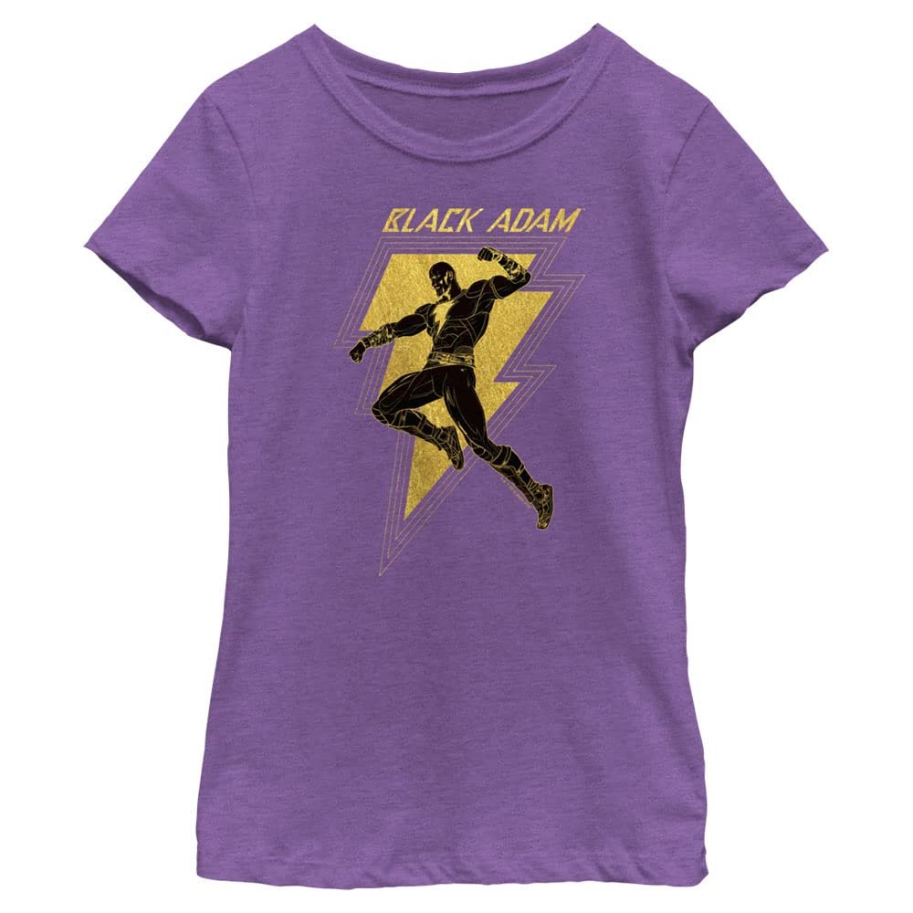DC Comics Black Adam Girls T-Shirt Logo Pose Short Sleeve, Purple Berry, Small