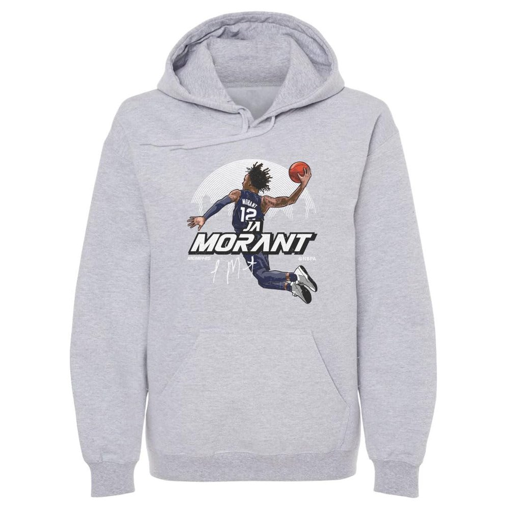 500 LEVEL Ja Morant Men's Hoodie Sweatshirt - Ja Morant Memphis Skyline WHT (Gray, X-Large)