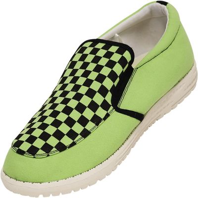 NORTY Lace Up Slip On Shoes for Men - Chukka Style Casual Shoe - Low Ankle Men's Boat Shoes - Comfortable, Lightweight Slip-on Loafer for Men, Size 11 - Lime, Black