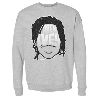 500 LEVEL Jaden Ivey Sweatshirt (Crew Sweatshirt, XX-Large, Heather Gray) - Jaden Ivey Detroit Player Silhouette WHT