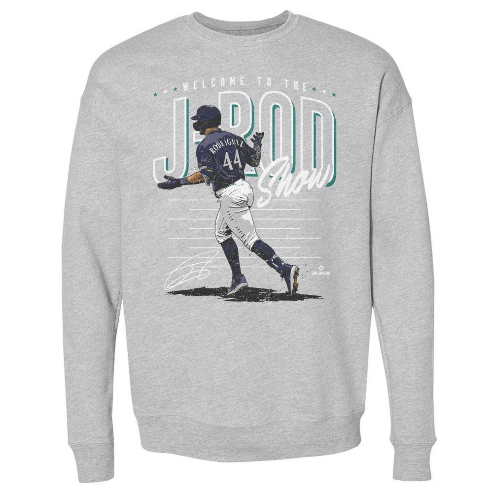 500 LEVEL Julio Rodriguez Sweatshirt (Crew Sweatshirt, XX-Large, Heather Gray) - Julio Rodriguez Seattle Homer Walk WHT