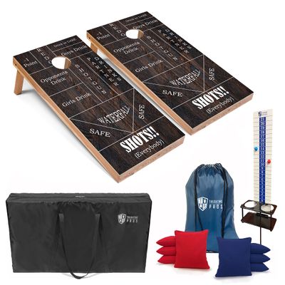 Tailgating Pros Corn Hole Board Set w/Bean Bags, Score Keeper, & Carrying Case- 4'x2' Cornhole Bag Toss - Optional LED Lights(Drinking Game)
