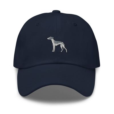 Whippet hat, Embroidered Unisex hat, Whippet Gifts, Whippet mom hat, dad hat, White and Gray Embroidery.