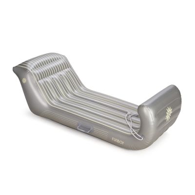 FUNBOY Inflatable Sleigh - Two Person Capacity Winter Snow Sled with Handles, Pull Rope, Rubber Base Tracks, Silver, Single
