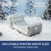 FUNBOY Inflatable Sleigh - Two Person Capacity Winter Snow Sled with Handles, Pull Rope, Rubber Base Tracks, Silver, Single view 2