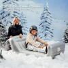 FUNBOY Inflatable Sleigh - Two Person Capacity Winter Snow Sled with Handles, Pull Rope, Rubber Base Tracks, Silver, Single view 4