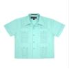 Boys Junior Guayabera Cuban Short Sleeve Embroidered 4 Pocket Shirt Kid-Omega - Aqua - X-Small view 1