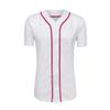 ILTEX Adult & Kids Baseball Jersey Plain Button Down T-Shirt Blank Team Sports Uniforms (Medium, White/Red) view 1