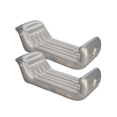 FUNBOY 2-Pack, 61" Inflatable Metallic Silver Sleigh, 2 Person Capacity, With Grooved Rubber Base Tracks, 2 Handles, And Hand Pull Rope (SLEIGH-SILVER-BNDL)