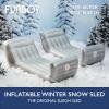 FUNBOY 2-Pack, 61" Inflatable Metallic Silver Sleigh, 2 Person Capacity, With Grooved Rubber Base Tracks, 2 Handles, And Hand Pull Rope (SLEIGH-SILVER-BNDL) view 2