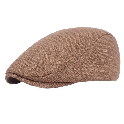 Lifup Men's Newsboy Hat Flat Cap Cotton Linen Gatsby Ivy Golf Cabbie Hat Coffee
